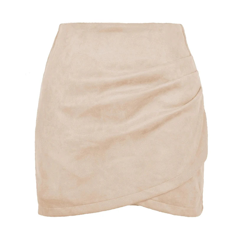 Late Hours Zipper Up Suede Mini Skirt