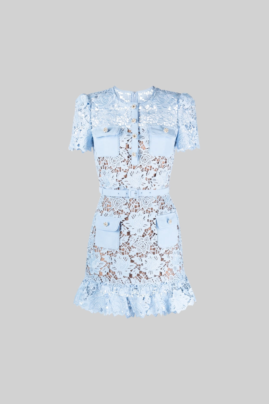Warm Breeze Embroidered Floral Dress - Blue
