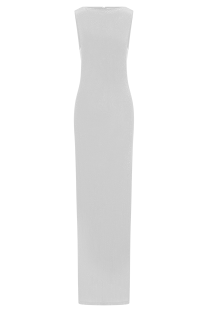 Magnolia Sleeveless Diamante Maxi Dress - Silver