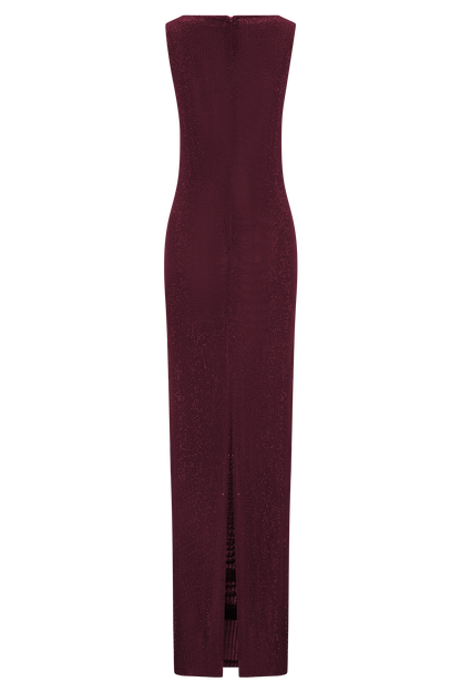 Magnolia Sleeveless Diamante Maxi Dress - Wine