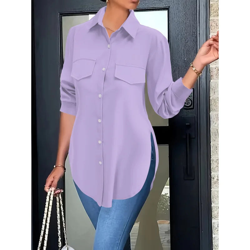 Soft Focus Button Front Basic Shirt