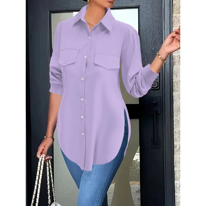 Soft Focus Button Front Basic Shirt