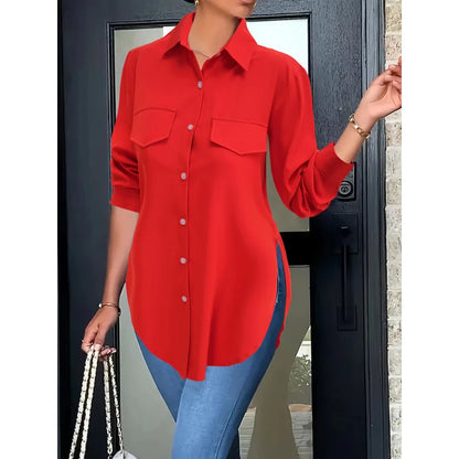 Soft Focus Button Front Basic Shirt