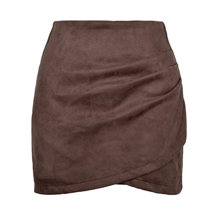 Late Hours Zipper Up Suede Mini Skirt