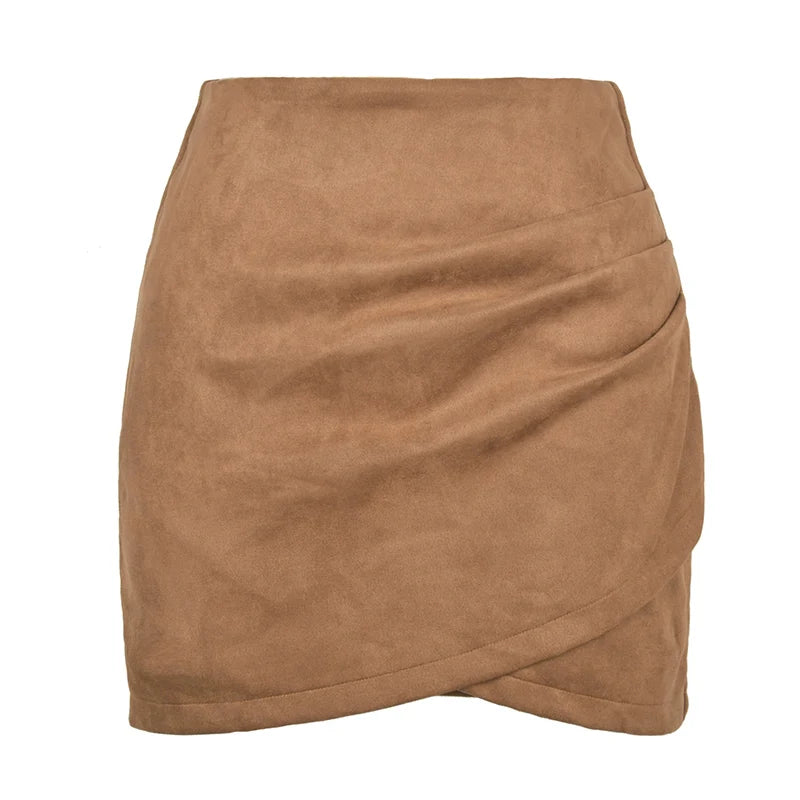 Late Hours Zipper Up Suede Mini Skirt