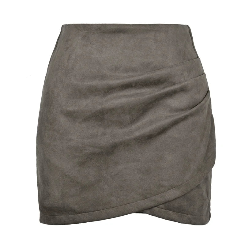 Late Hours Zipper Up Suede Mini Skirt