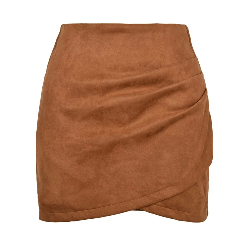 Late Hours Zipper Up Suede Mini Skirt