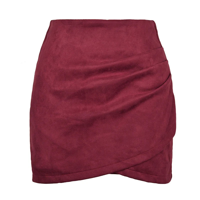 Late Hours Zipper Up Suede Mini Skirt