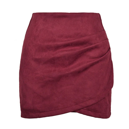 Late Hours Zipper Up Suede Mini Skirt