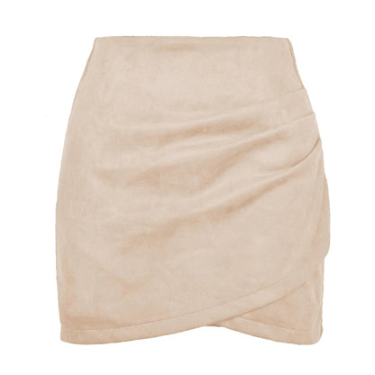 Late Hours Zipper Up Suede Mini Skirt