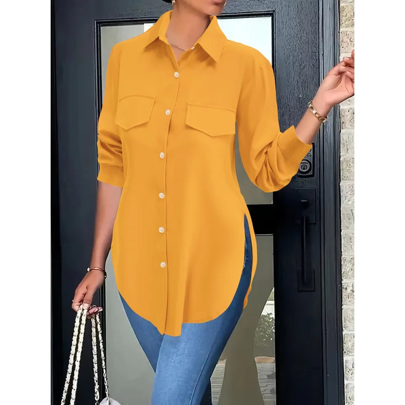 Soft Focus Button Front Basic Shirt