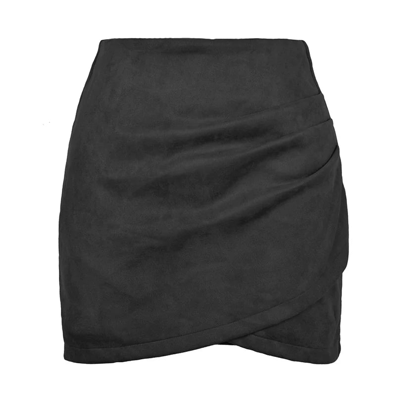Late Hours Zipper Up Suede Mini Skirt