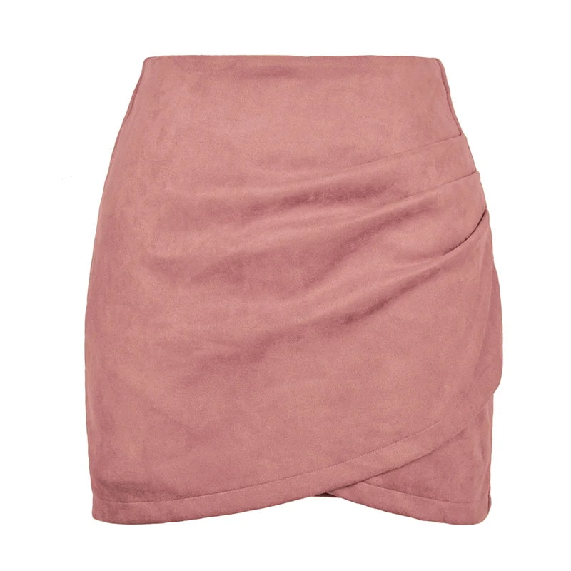 Late Hours Zipper Up Suede Mini Skirt