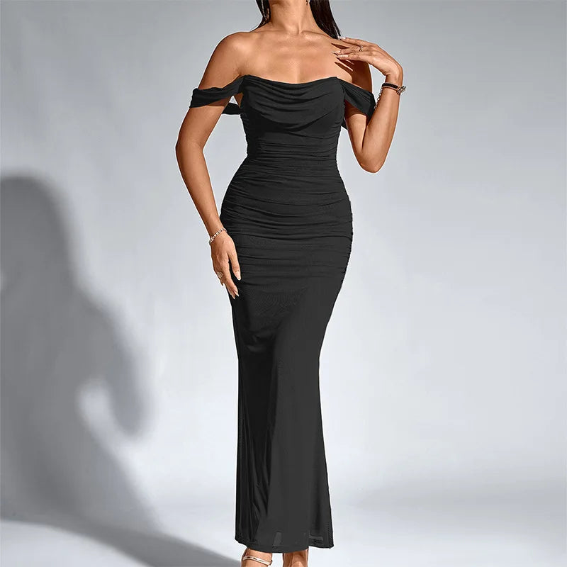 Dark Desire One Shoulder Wrap Bodycon Dress