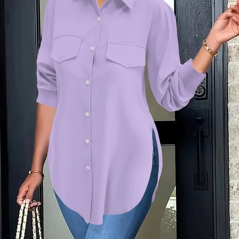 Soft Focus Button Front Basic Shirt