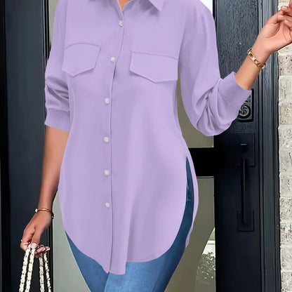 Soft Focus Button Front Basic Shirt