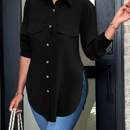 Soft Focus Button Front Basic Shirt