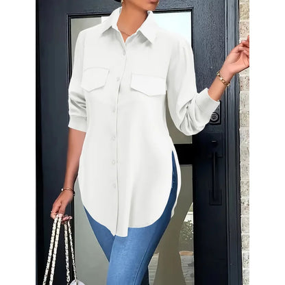 Soft Focus Button Front Basic Shirt