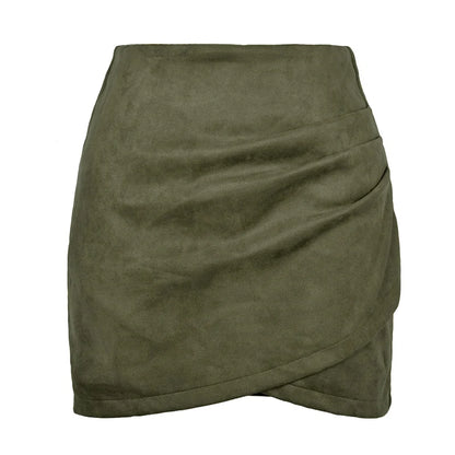 Late Hours Zipper Up Suede Mini Skirt