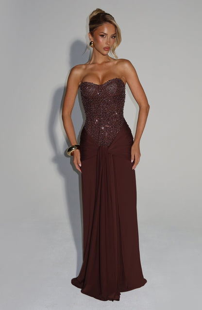 Heartbreaker Maxi Dress - Plum Brown