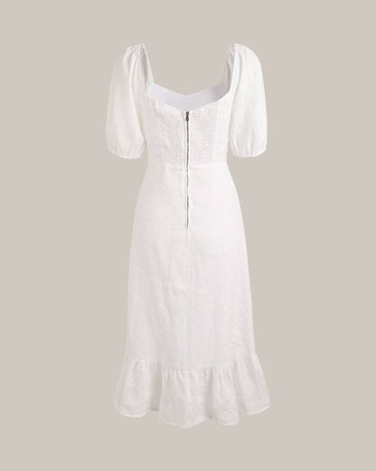 Endless Summer Puff Sleeve Split Hem Midi Dress