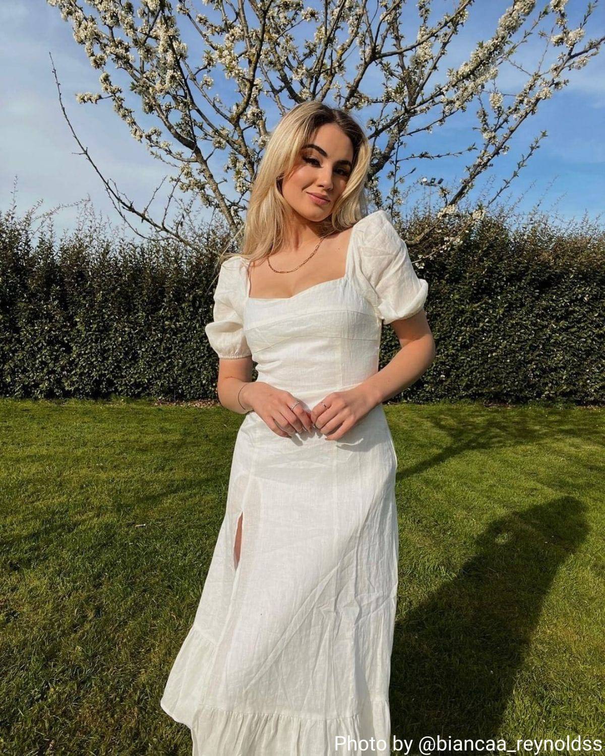 Endless Summer Puff Sleeve Split Hem Midi Dress