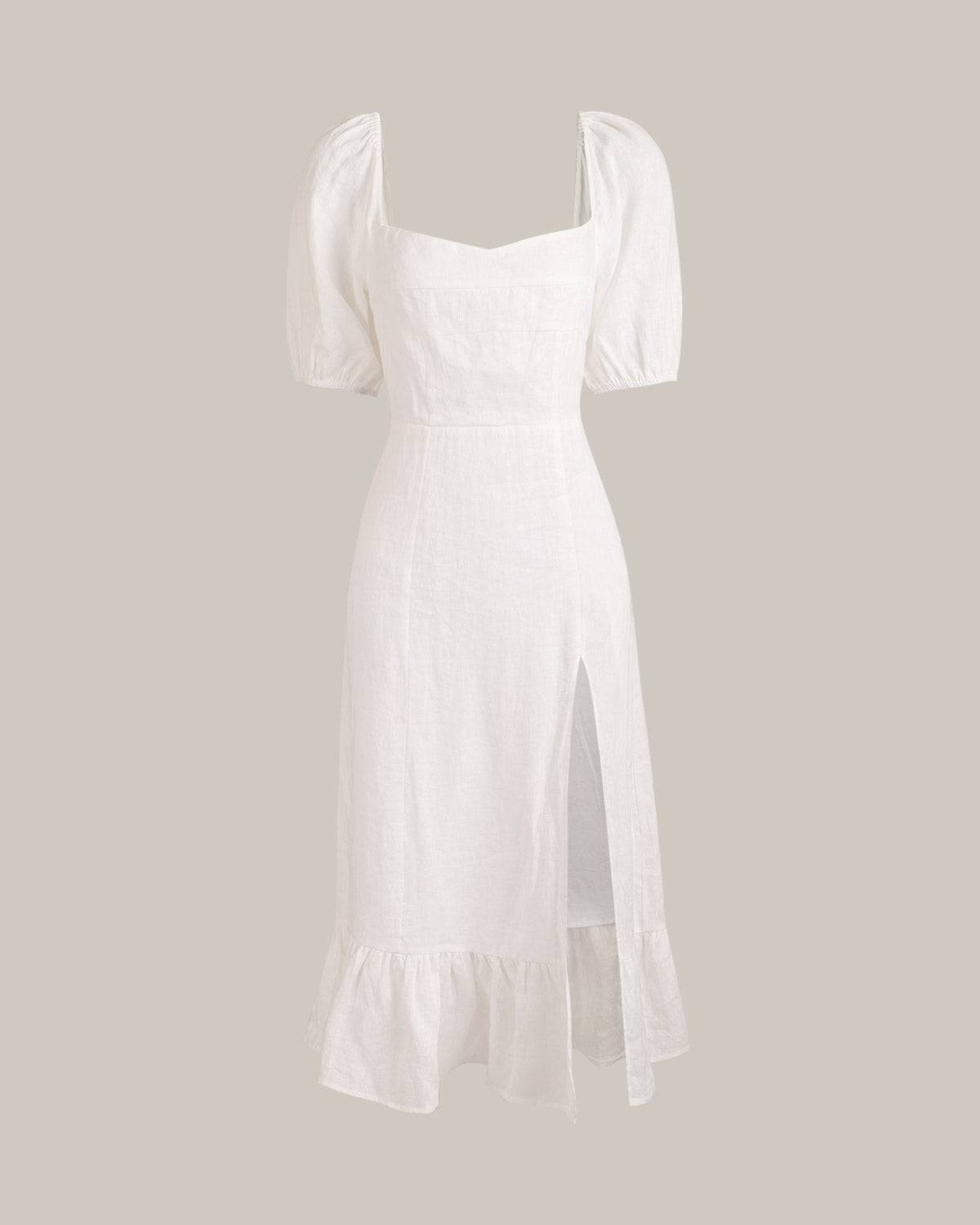 Endless Summer Puff Sleeve Split Hem Midi Dress