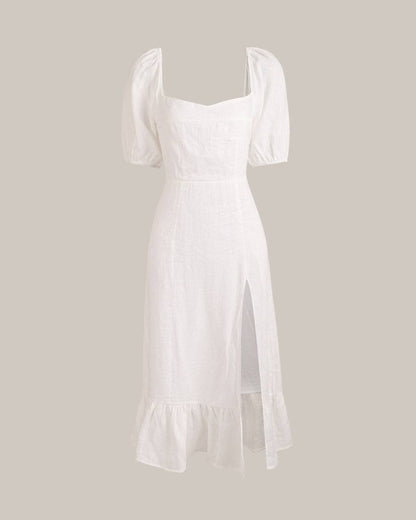 Endless Summer Puff Sleeve Split Hem Midi Dress